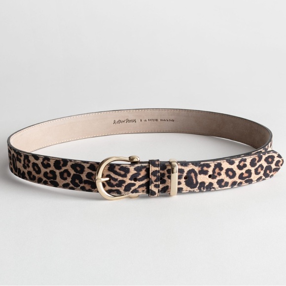 & Other Stories Leopard Print Leather Belt Gold Buckle Size Small main image 5